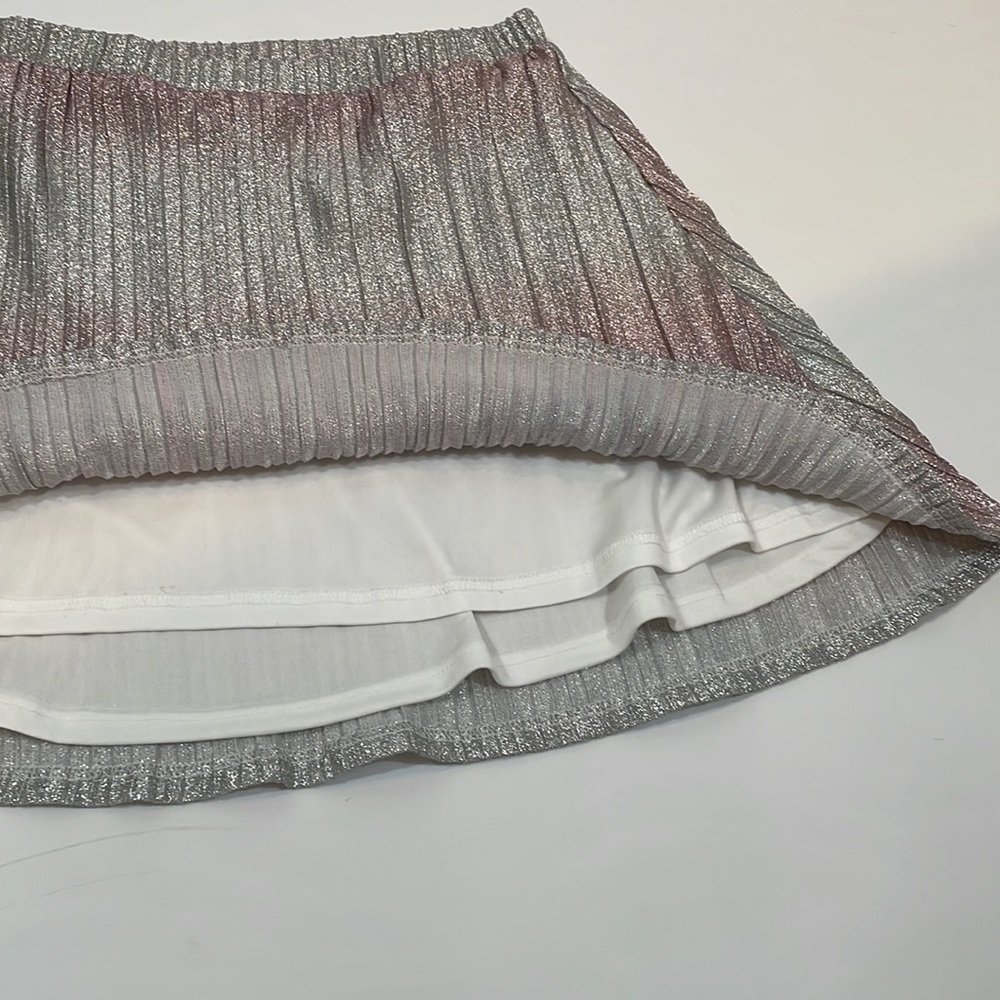 Super Down Skirt Size M NWT Elastic Waist Pull On Skirt Silver and Pink Metallic - Picture 9 of 12